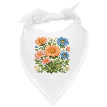 Bunter Wildblumenstrauß mit Schmetterling Blumen - Bandana - Weiß - Vorne