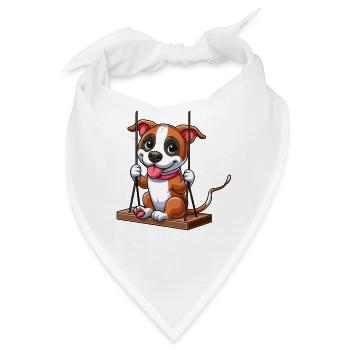 Staffordshire Terrier Hund schaukeln Spielplatz - Bandana - Weiß - Vorne