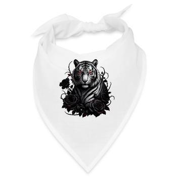 Roter Augen Tiger umgeben von Rosen - Bandana - Weiß - Vorne