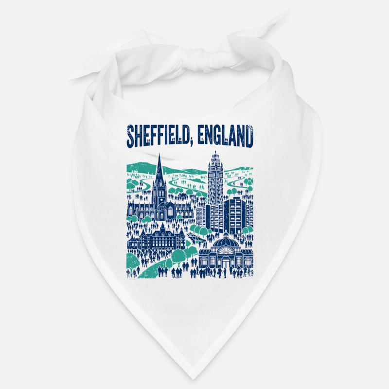 La silhouette de Sheffield, Angleterre, avec des monuments Bandana