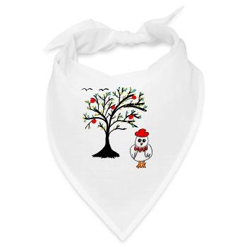 Apfelbaum Huhn Henne Hühner Baum  - Bandana - Weiß - Vorne