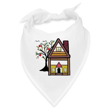 Kleines Haus Hütte Apfelbaum ländlich Dorf - Bandana - Weiß - Vorne
