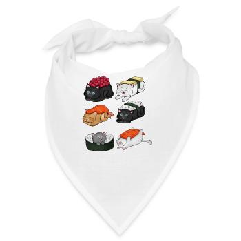 Sushi-Katzen süße Kawaii japanisches Feinschmeckergeschenk - Bandana - Weiß - Vorne
