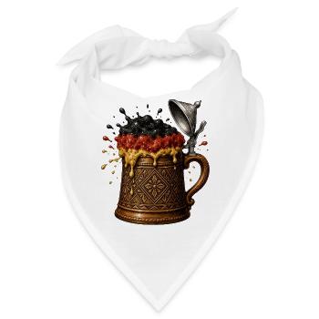 Barocker Bierkrug mit Schwarz-Gold-Schaum - Bandana - Weiß - Vorne