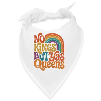 No Kings But Queens Retro Rainbow - Bandana - Weiß - Vorne