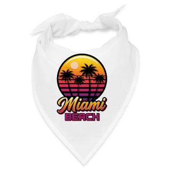 Miami Strand Sonnenuntergang mit Palmen - Bandana - Weiß - Vorne