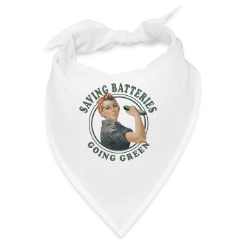 Retro Powerfrau Batterien Go Green Gurke - Bandana - Weiß - Vorne