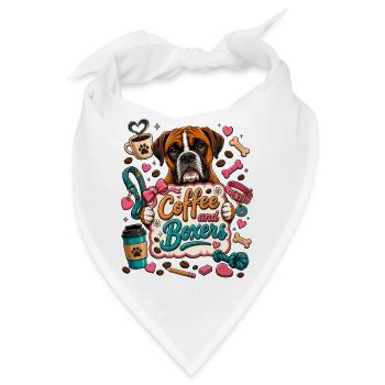 Coffee and Boxers – Boxer Hund Kaffeeliebe - Bandana - Weiß - Vorne