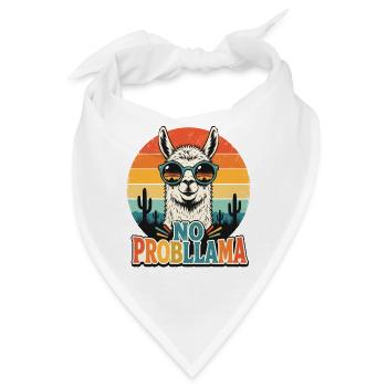 No Probllama Lama Humor Shirt - Bandana - Weiß - Vorne