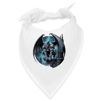  Gothic Gargoyle Dämon bei Gewitter auf Kathedrale - Bandana - Weiß - Vorne