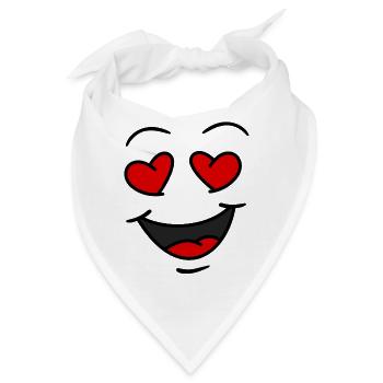 Gesicht Herzaugen - Bandana - Weiß - Vorne