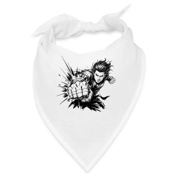 Manga Fighter Punch - Bandana - Weiß - Vorne