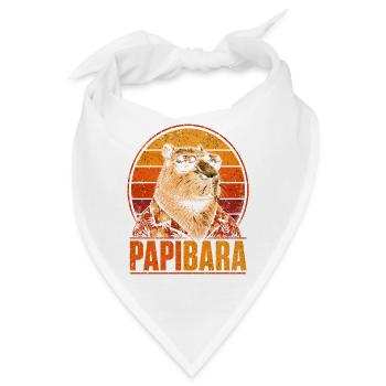 Papibara: Hamster im Retro Sonnenuntergang - Bandana - Weiß - Vorne