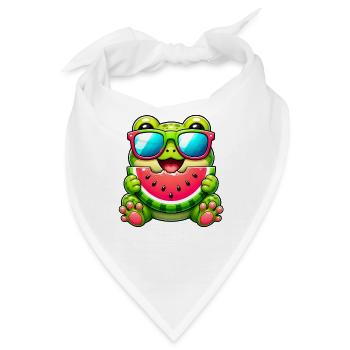 Süßer Frosch Kröte Melone Cartoon Sommer Frucht - Bandana - Weiß - Vorne