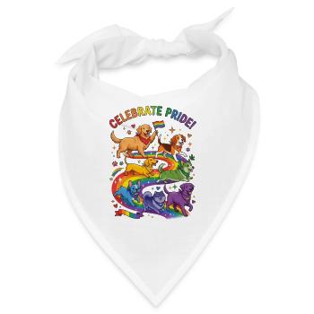Celebrate Pride- Hunde im Regenbogen - Bandana - Weiß - Vorne