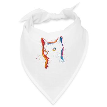 Katze Silhouette Retrowave - Bandana - Weiß - Vorne