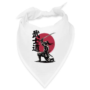 Bushido Samurai Krieger vor roter Sonne - Bandana - Weiß - Vorne
