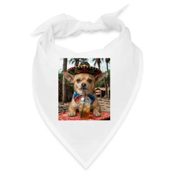 Chihuahua Fiesta im Sombrero - Bandana - Weiß - Vorne