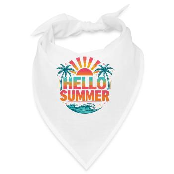 Hello Summer Sunset Palmen Grafik - Bandana - Weiß - Vorne