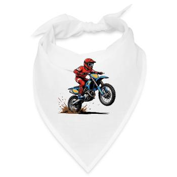Motocross Sprint Rot Dirtbike Action - Bandana - Weiß - Vorne