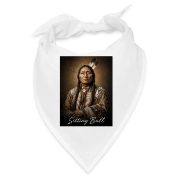 Porträt von Sitzender Bulle - Bandana - Weiß - Vorne