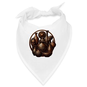 Afrikanische Tonvasen Musterkreis - Bandana - Weiß - Vorne