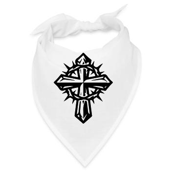 Kreuz Dornenkrone - Bandana - Weiß - Vorne