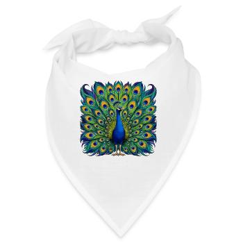Pfauentanz in Blaugrün - Bandana - Weiß - Vorne