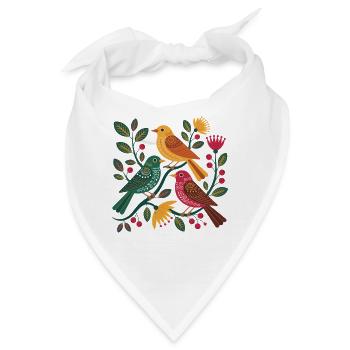  Bunte Vögel Im Blumen Ast Muster Folk Art - Bandana - Weiß - Vorne