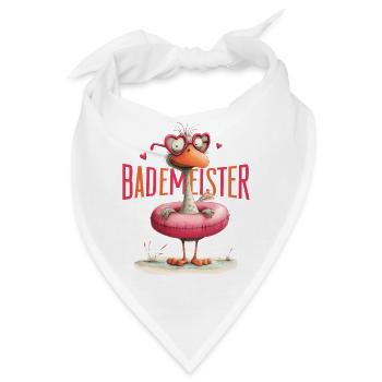 Bademeister Lustiger Vogel mit Schwimmring  - Bandana - Weiß - Vorne
