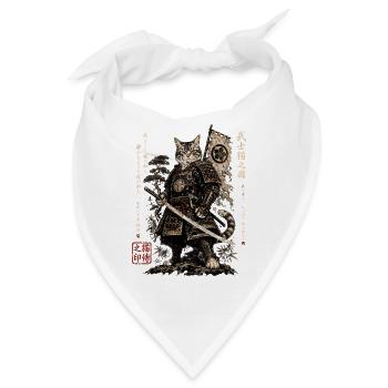 Samurai Katze Krieger Kampfkunst Design - Bandana - Weiß - Vorne