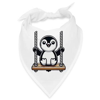 Süßer Pinguin auf Schaukel Cartoon - Bandana - Weiß - Vorne