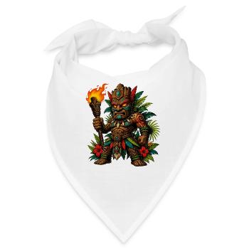 Tiki-Krieger mit Feuerfackel - Bandana - Weiß - Vorne