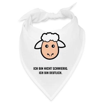 Schaf mit Spruch – Ich bin nicht schwierig - Bandana - Weiß - Vorne
