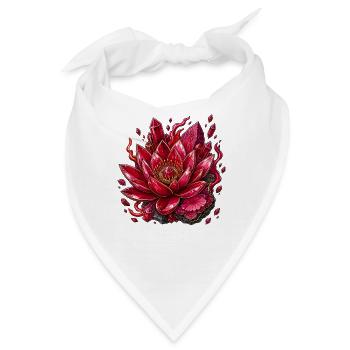 Roter Kristalllotus auf schwarzem Hintergrund - Bandana - Weiß - Vorne