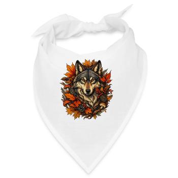 Wilde Herbstpfote im Herbstwald - Bandana - Weiß - Vorne