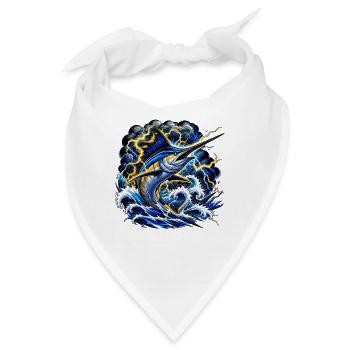 Sturmmarlin mit Blitzen - Bandana - Weiß - Vorne