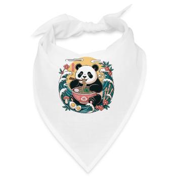 Süßer Kawaii-Panda isst Ramen-Schüssel-Nudeln - Bandana - Weiß - Vorne