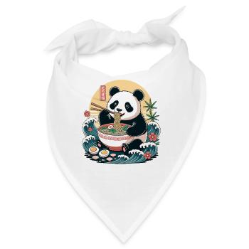 Ramen-Panda isst Nudeln mit Bambuswellen - Bandana - Weiß - Vorne