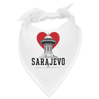 Sarajevo Herzturm Grafik - Bandana - Weiß - Vorne