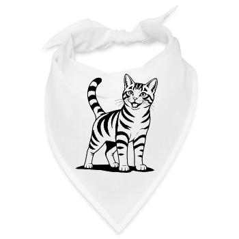 Katze stehend schwarz - Bandana - Weiß - Vorne