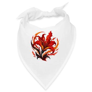 Flammenblüte – Feurige Blütenkunst - Bandana - Weiß - Vorne