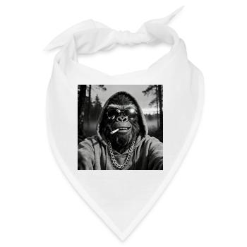 Gorilla raucht Zigarette - Bandana - Weiß - Vorne
