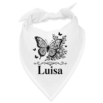 Luisa Vorname Schmetterling Blumen Geschenk - Bandana - Weiß - Vorne