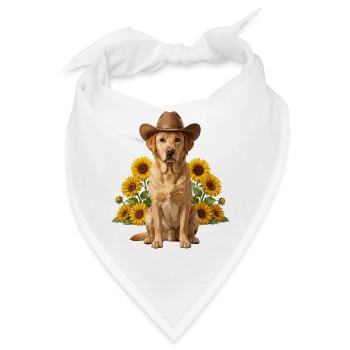 Cowboyhund mit Sonnenblumen - Bandana - Weiß - Vorne