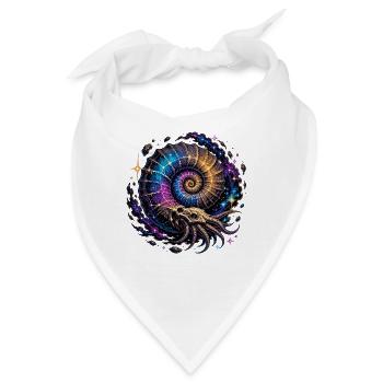 Kosmische Ammonitenspirale - Bandana - Weiß - Vorne