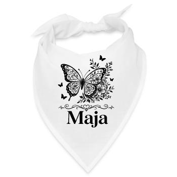 Maja Vorname Schmetterling Blumen Geschenk - Bandana - Weiß - Vorne