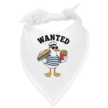 Hungrige Möwe mit Burger Pommes - Bandana - Weiß - Vorne
