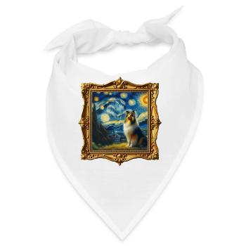 Langhaar Collie Starry Night - Bandana - Weiß - Vorne