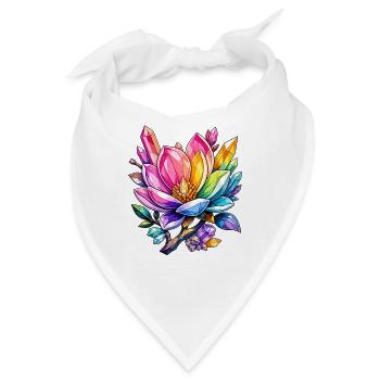 Kristallblüten Regenbogenfarben - Bandana - Weiß - Vorne